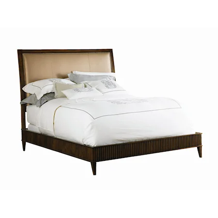 "On Cloud 9" Queen Size Platform Bed with Leather Upholstered Sleigh Headboard